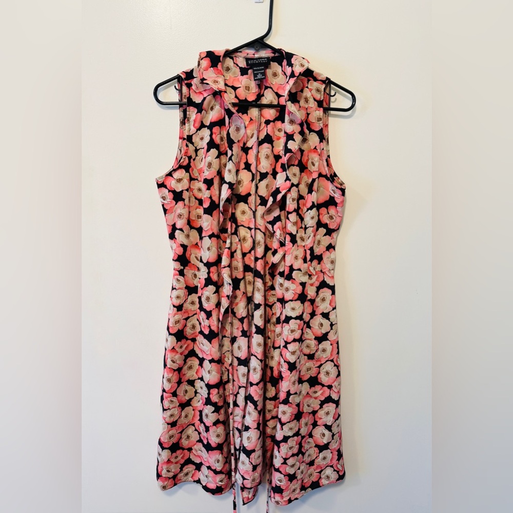 New York & Company Pink Floral Wrap Dress